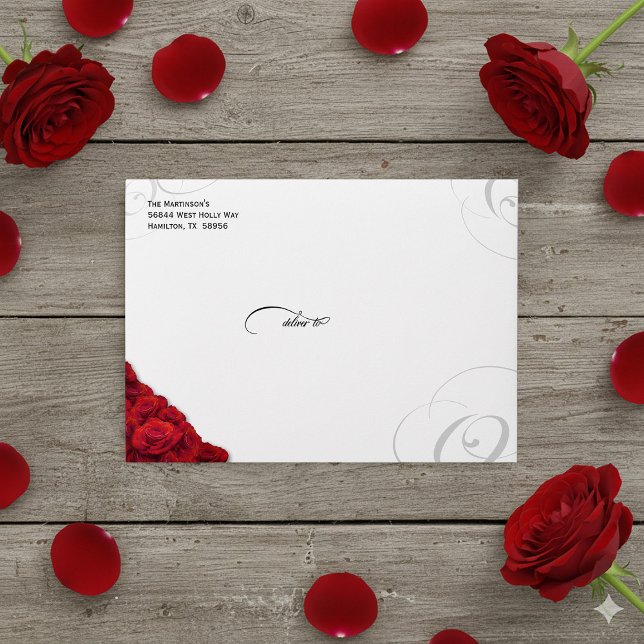 Enveloppe Mariage Classy Red Roses (Classy Red Roses Wedding Envelope)