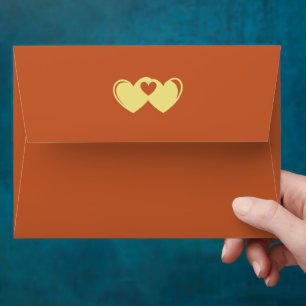 Enveloppe Mariage Coeurs de terre cuite