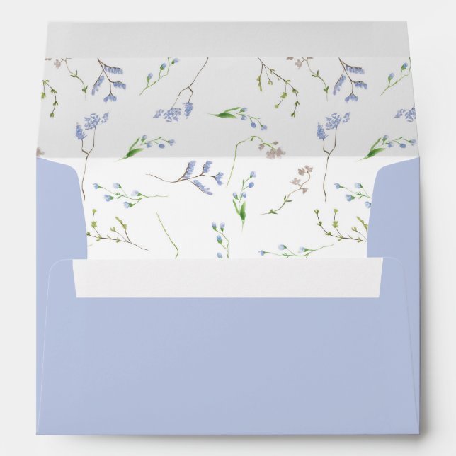 Enveloppe Mariage Cornflower Blue Floral Regency (Dos (Bas))