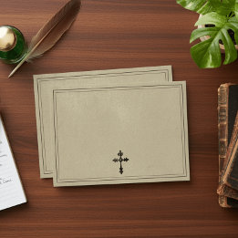 Enveloppe Mariage Croix Noir Toile Gothique Vintage Tan