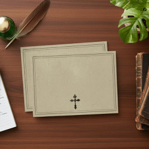 Enveloppe Mariage Croix Noir Toile Gothique Vintage Tan