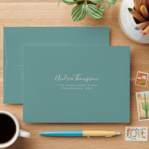Enveloppe Mariage Cyan Vert simple
