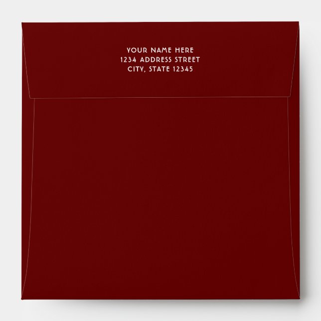 Enveloppe Mariage d'adresse Dark Red Burgundy (Dos (Haut rabat))