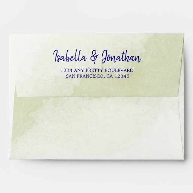 Enveloppe mariage d'adresse de retour bleu royal (Dos (Haut rabat))