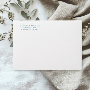 Enveloppe Mariage d'adresse de retour bleu simple