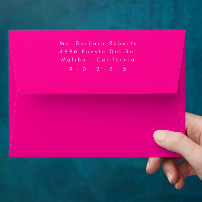 Enveloppe Mariage d'adresse de retour de fille rose chaud mo (Hand)