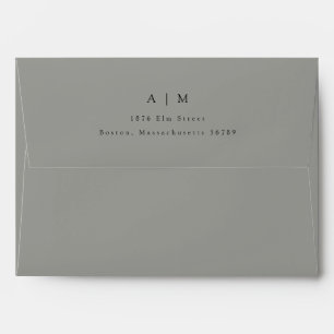 Enveloppe Mariage d'adresse de retour de monogramme gris cla