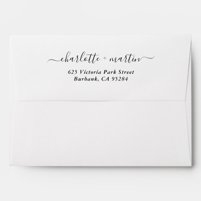Enveloppe Mariage d'adresse de retour de script élégant (Dos (Haut rabat))