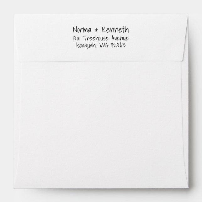 Enveloppe Mariage d'adresse de retour d'écriture manuscrite  (Dos (Haut rabat))