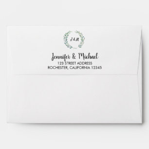 Enveloppe Mariage d'adresse de retour des feuilles d'aquarel