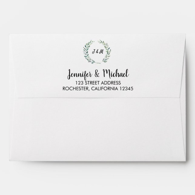 Enveloppe Mariage d'adresse de retour des feuilles rustiques (Dos (Haut rabat))