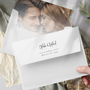 Enveloppe Mariage d'adresse de retour du script de superposi
