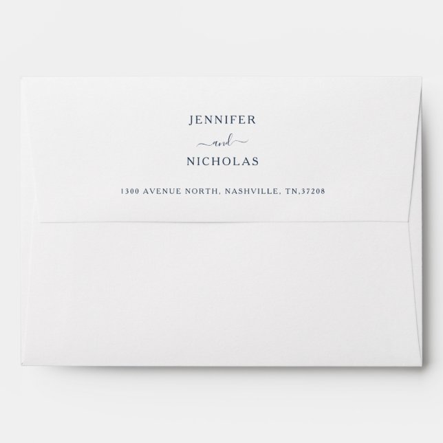 Enveloppe Mariage d'adresse de retour Elegant Navy (Dos (Haut rabat))