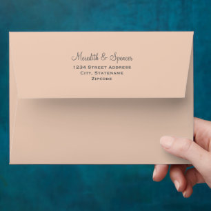 Enveloppe Mariage d'adresse de retour élégante Mariage Peach