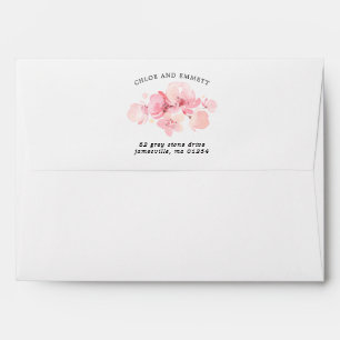 Enveloppe Mariage d'adresse de retour rose florale