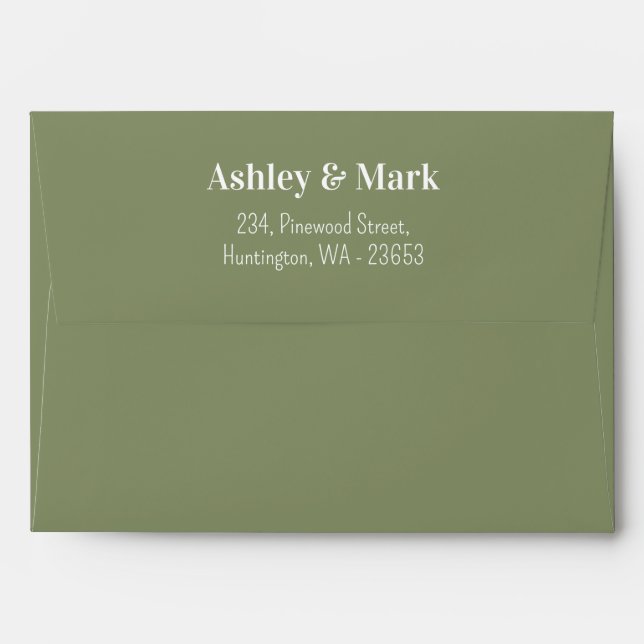 Enveloppe Mariage d'adresse de retour Sage Green (Dos (Haut rabat))