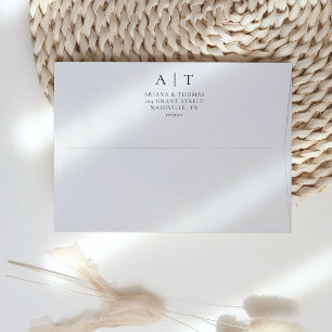 Enveloppe Mariage d'adresse de retour simple monogramme clas