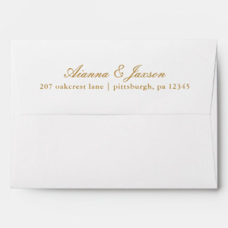 Enveloppe Mariage d'adresse de retour simple or et blanc
