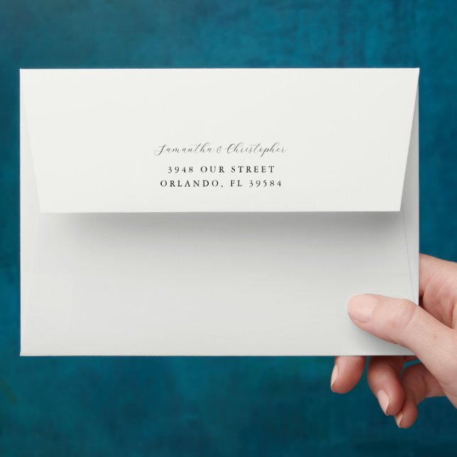 Enveloppe Mariage d'adresse de retour vert simple (Hand)