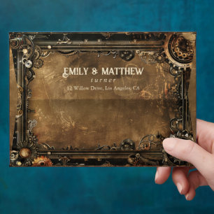Enveloppe Mariage d'affaires Steampunk Noir