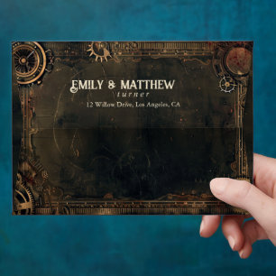 Enveloppe Mariage d'affaires Steampunk Noir