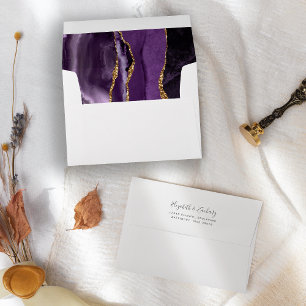 Enveloppe Mariage d'âge moderne violet or