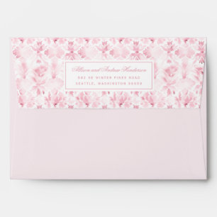 Enveloppe Mariage damassé couleur rose et blanche