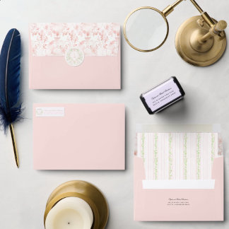 Enveloppe Mariage damassé couleur rose pâle