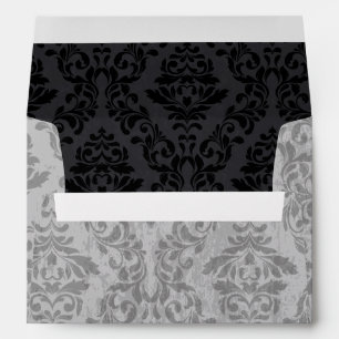 Enveloppe Mariage damassé noir et gris