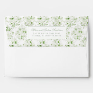 Enveloppe Mariage damassé Sage et White Watercolor