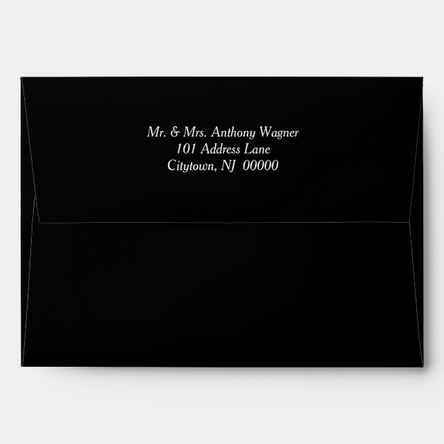 Enveloppe Mariage d'amour noir blanc (Dos (Haut rabat))