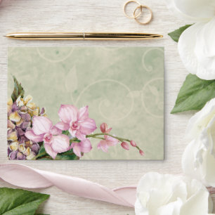 Enveloppe Mariage d'aquarelle à orchidée rose