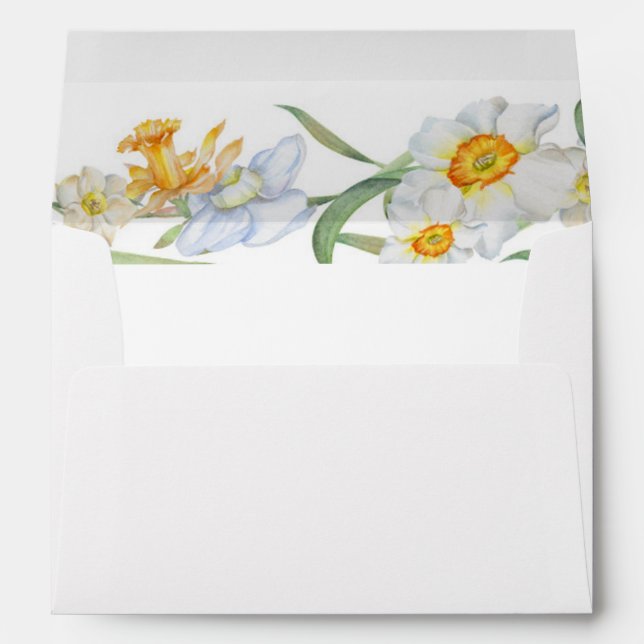 Enveloppe Mariage d'aquarelle blanc et jaune (Dos (Bas))