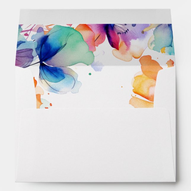 Enveloppe Mariage d'aquarelle bleu-bleu-orange brillant (Dos (Bas))