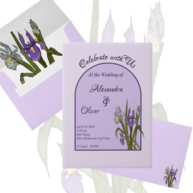 Enveloppe Mariage d'aquarelle bleu et violet minimal (Créateur téléchargé)