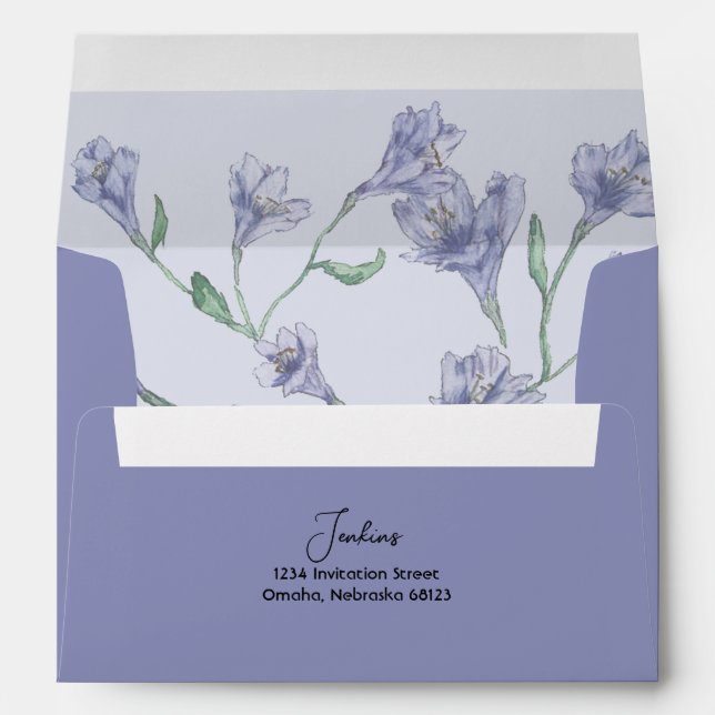 Enveloppe Mariage d'aquarelle bleu foncé (Dos (Bas))