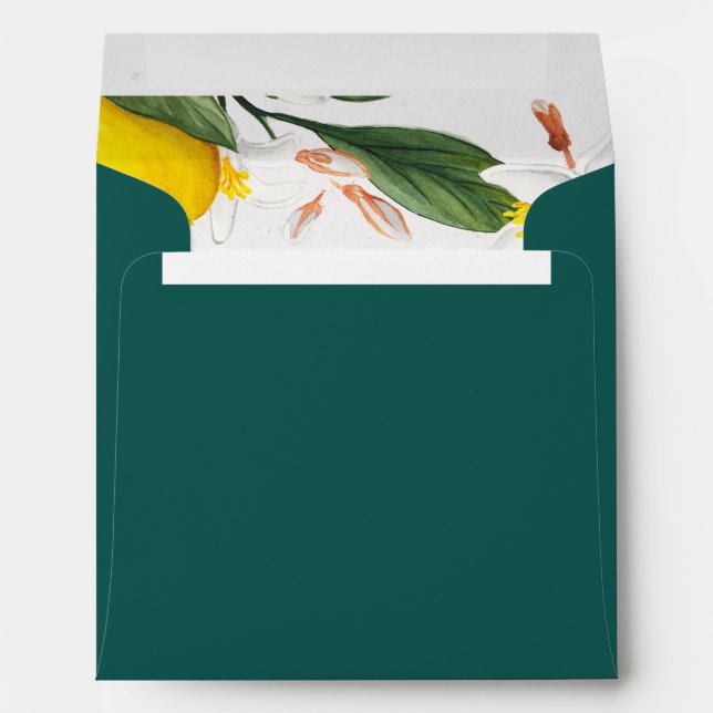 Enveloppe Mariage d'aquarelle citron blanc (Dos (Bas))