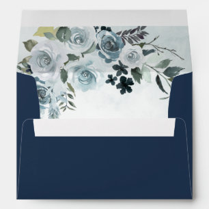 Enveloppe Mariage d'aquarelle couleur bleu bleu foncé de mar