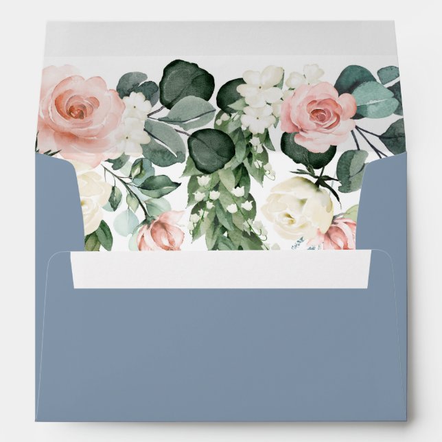 Enveloppe Mariage d'aquarelle couleur rose pâle bleu (Dos (Bas))