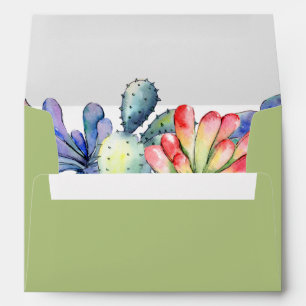 Enveloppe Mariage d'aquarelle de cactus succulent