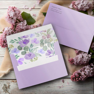 Enveloppe Mariage d'aquarelle de couleur violet rustique