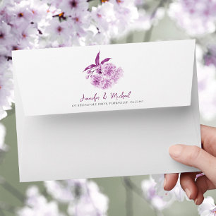 Enveloppe Mariage d'aquarelle de fleurs de printemps pourpre