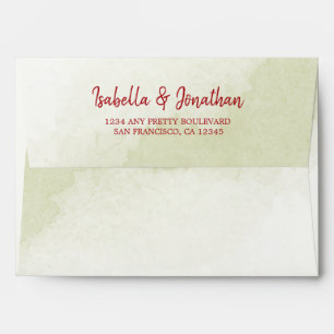 Enveloppe mariage d'aquarelle de l'adresse de retour rouge