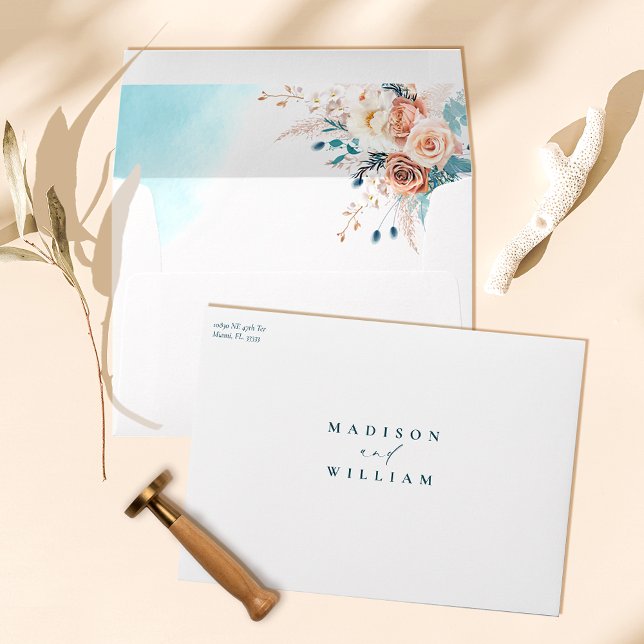 Enveloppe Mariage d'aquarelle de plage (Créateur téléchargé)