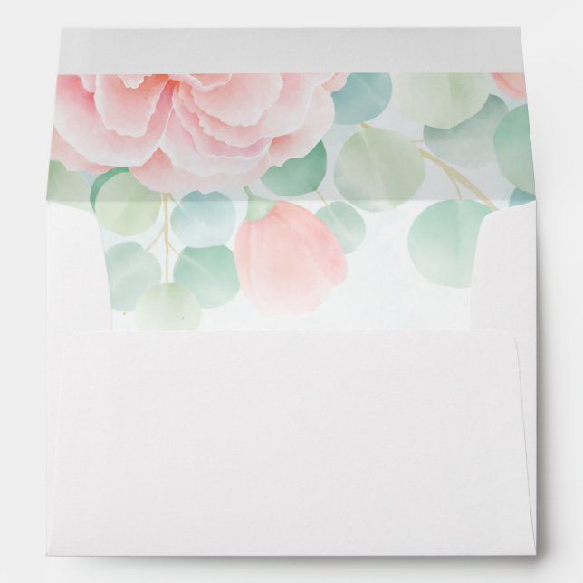 Enveloppe Mariage d'aquarelle Eucalyptus Peony (Dos (Bas))