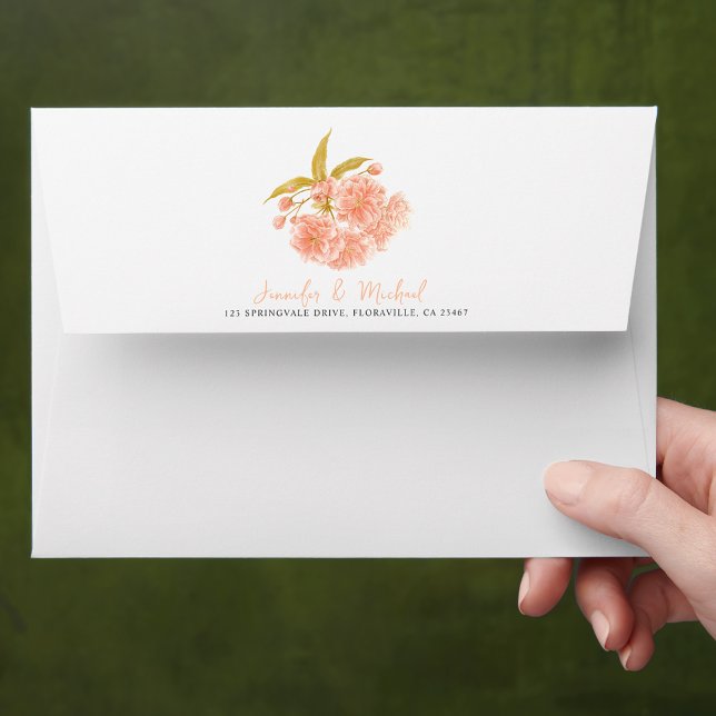 Enveloppe Mariage d'aquarelle fleurs de printemps (Créateur téléchargé)