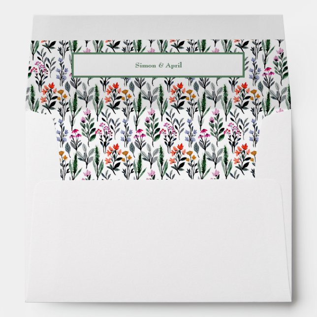 Enveloppe Mariage d'aquarelle florale (Dos (Bas))