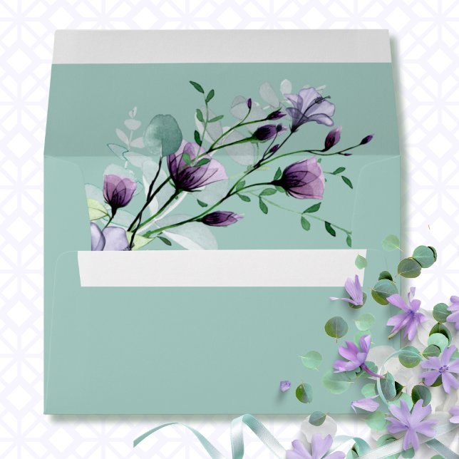 Enveloppe Mariage d'aquarelle florale de l'Eucalyptus vert S (Créateur téléchargé)