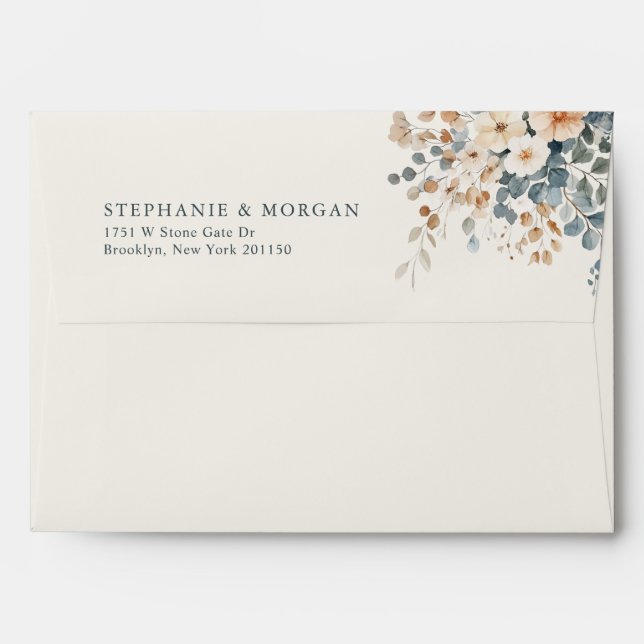Enveloppe Mariage d'aquarelle florale moelleuse (Dos (Haut rabat))