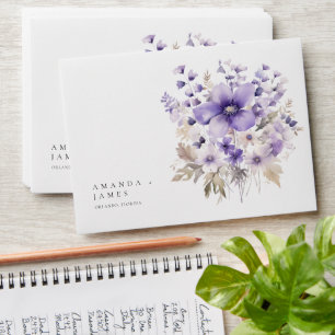 Enveloppe Mariage d'aquarelle florale pourpre